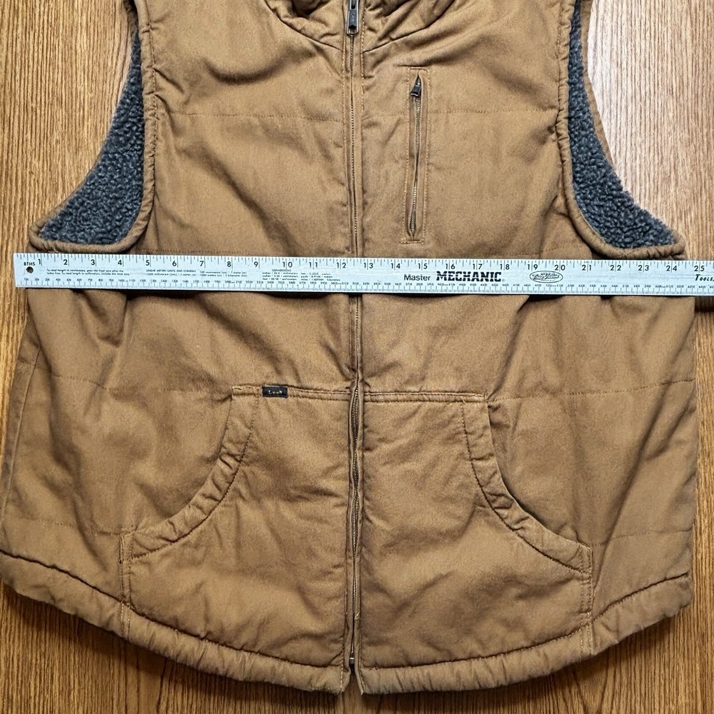Lee Sherpa-Lined Canvas Work Vest Brown XL Heavyweight Utility Pockets Full‎ Zip